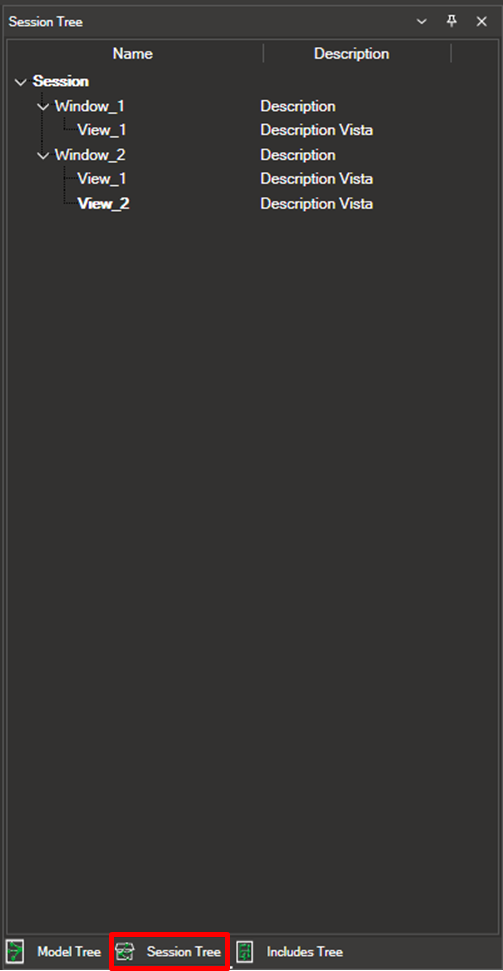 The Session Tree panel showing the top-level session node